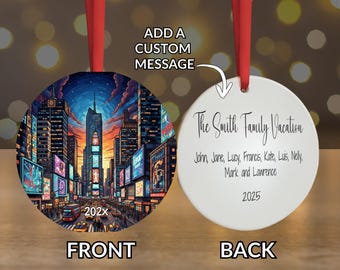 Times Square Ornament und Plakette, Glasmalerei-Stil, NYC Weihnachtsdekor, Urlaubsandenken, NYC Souvenir Geschenk, Weihnachtsverzierung