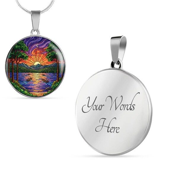 Lake George Necklace or Keychain, Stained Glass Style, Adirondacks
