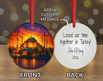 Adorno o placa LED de Santa Sofía en Estambul: decoración de viaje de Turquía estilo vitral: regalo personalizado de Estambul para viajeros sentimentales.