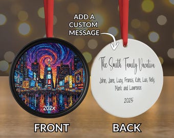 Times Square Ornament und Plakette, Glasmalerei-Stil, NYC Weihnachtsdekor, Urlaubsandenken, NYC Souvenir Geschenk, Weihnachtsverzierung