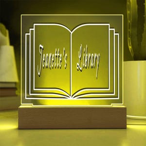 Personalized Library Sign, Book Lover Gift, Bookish Gifts, Bookish Decor, Gifts for Readers, LED Sign, Library Decor, Bookshelf Decor, Girls