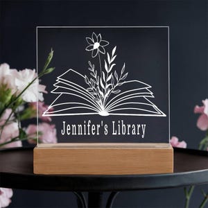 Personalized Library Sign, Book Lover Gift, Bookish Gifts, Bookish Decor, Gifts for Readers, LED Sign, Library Decor, Bookshelf Decor, Girls