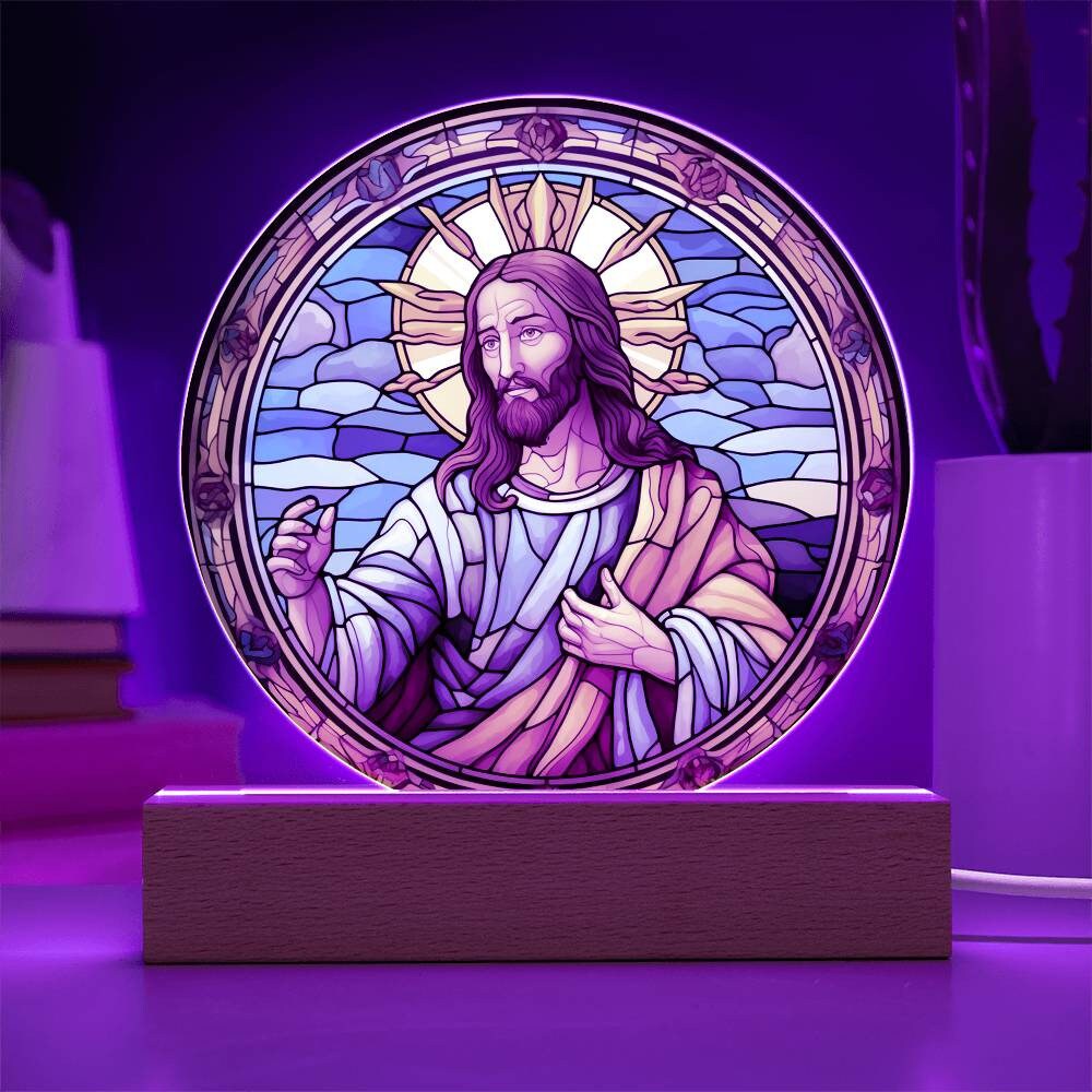 Jesus Stained Glass Catholic Plaque, Stained Glass Panel, Christian ...