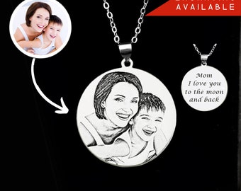 Engraved Photo Necklace, Pregnant Mom Gift, Postpartum Gift, 1st Mothers Day Gifts, Boyfriends Mom Necklace, Mother’s Day, Mama Necklace