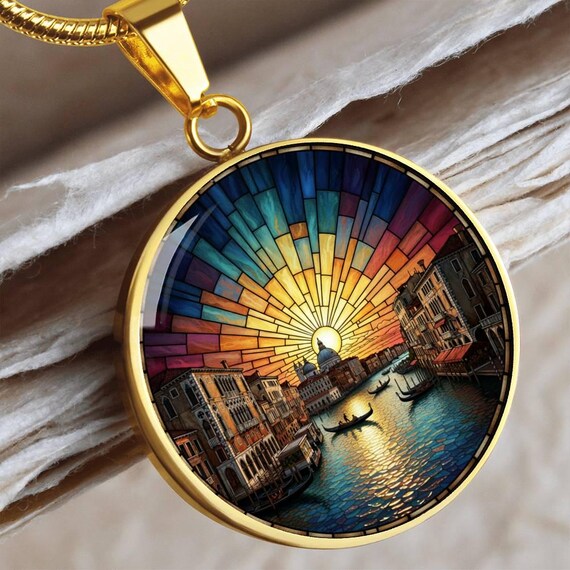 Venice Italy Necklace or Keychain – Stained Glass Style Rialto