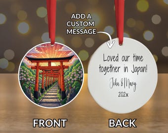 Adorno o placa LED de Fushimi Inari de Kioto: arte vitral, regalo de viaje a Japón, recuerdo de la Puerta Torii, adorno personalizado de Japón