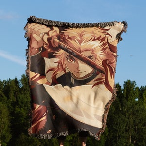 Flame Breathing Anime Blanket - Woven Blanket & Manga Christmas Gift