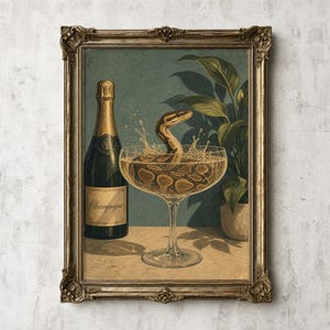 Ball Python Champagne Bath Print - Reptiles Wall Art - Poster Canvas and Framed Canvas