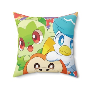 Fuecoco Pillow - Sprigatito Accesories, Cute Fuecoco Gift, Sprigatito Pillow & Quaxy Pillow