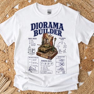 Camiseta engraçada para construtor de dioramas - Presente retrô para colecionadores - Roupa sarcástica para construtor de dioramas