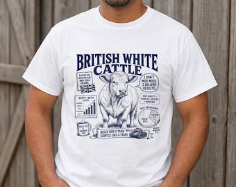 Camiseta divertida de ganado blanco británico - Regalo retro de ganado - Ropa sarcástica de ganado blanco británico
