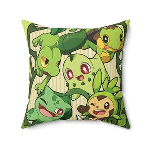 Bulbasaur Pillow - Turtwig Pillow , Chikorita Pillow , Treecko Pillow & Grass-Type Gift