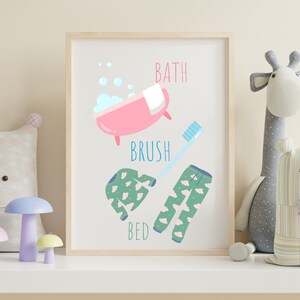 BUNDLE Conjunto de 2 / Carteles atenuados / Decoración en el hogar y Montessori / Carteles de higiene