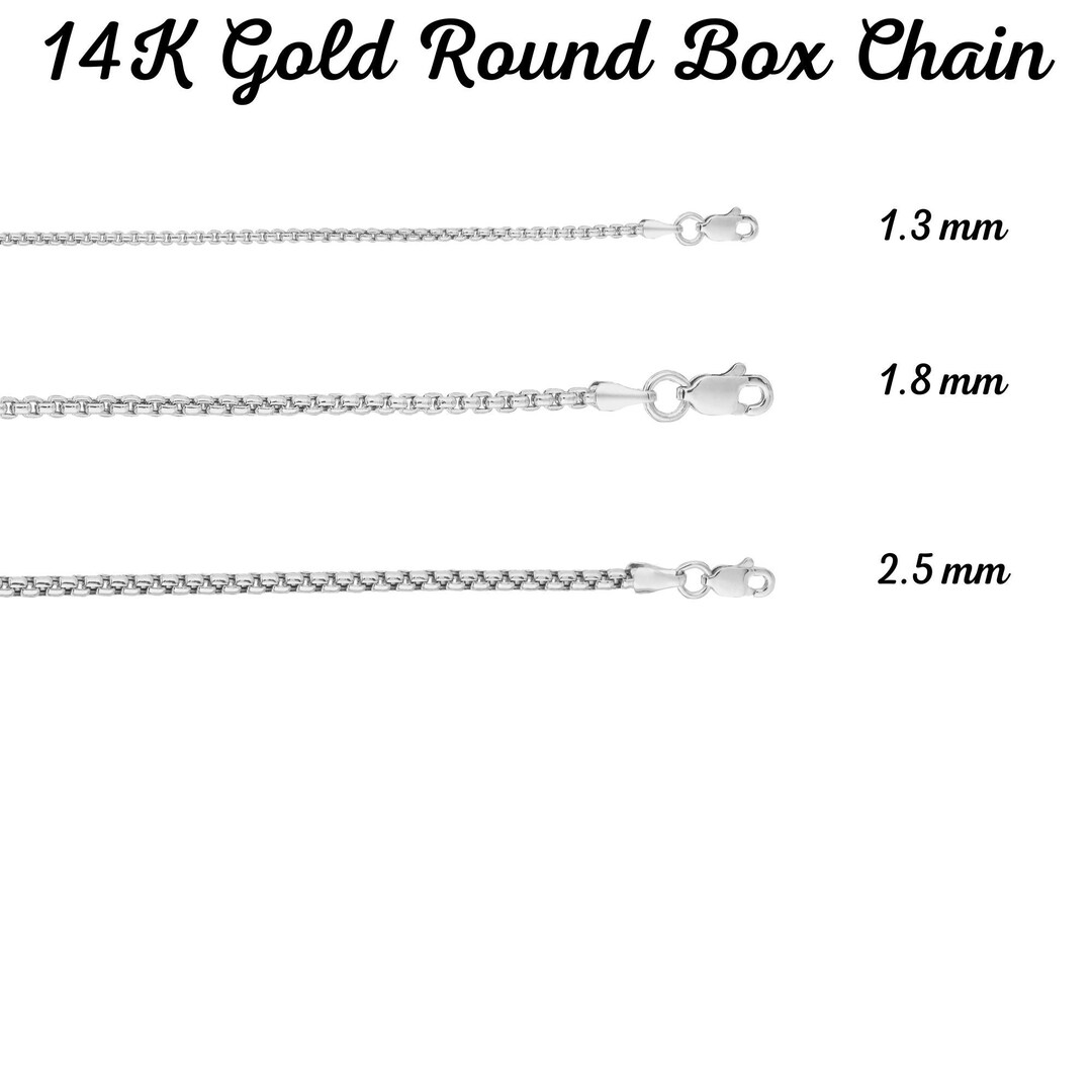 14k White Gold Round Box Chain (1.3 mm)