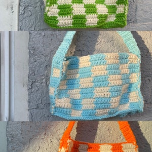 Handmade Crochet Checkered y2k Handbag