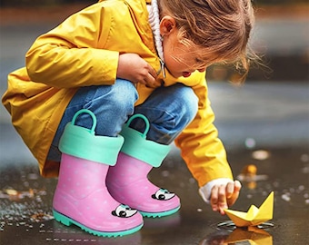 Rain Boots for Girls Boys Kids Rain Boot Insulated Warm Liner for Boys Girls Rubber waterproof Toddler Rain Boots 8 12 Etsy