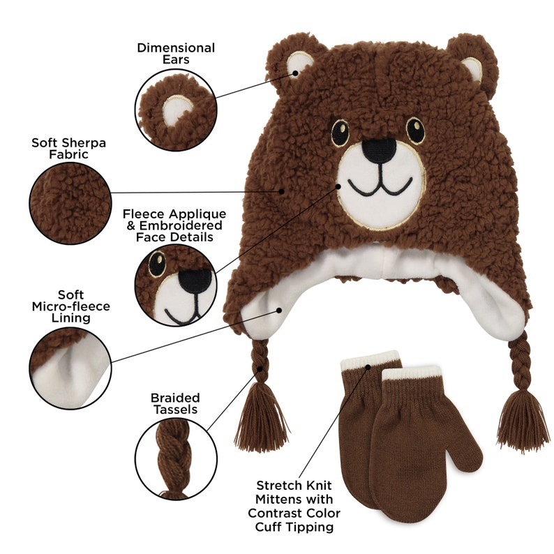 Toddler Winter Hat and Mittens for Boys and Girls Ages 24 and 47
