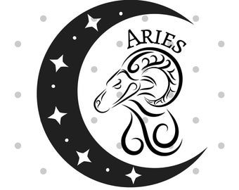 Ram, astrologie, dierenriem, vuurteken, SVG, PNG, JPG, Digitale download (ontwerp 9)
