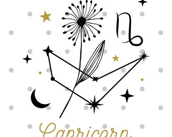 Koziorożec, Astrologia, Zodiak, Znak Ziemi, 22 grudnia - 19 stycznia, SVG, PNG, JPG, Pobieranie cyfrowe (Projekt 7)