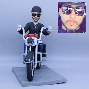 Custom Dad Bobblehead On Motorcycle, Customized Motorbike Rider Figurine, Personalized Huaband Birthday Gift, Anniversary Gift For Boyfriend