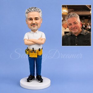 Custom Handyman Bobblehead, Personalized Plumber Electrician Figurine, Carpenter Construction Worker Gift, Custom Contractor Mechanic Statue