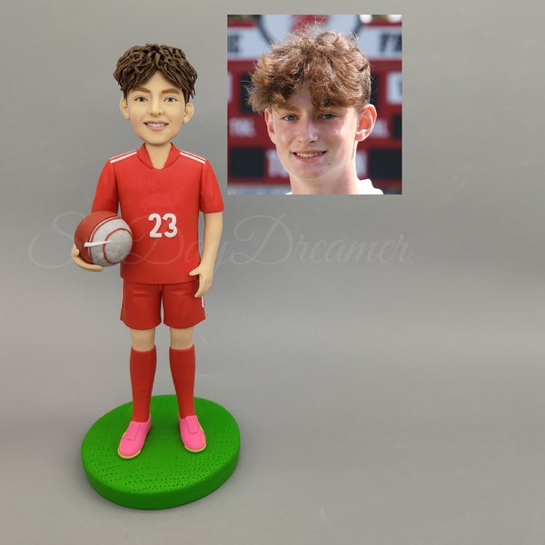 Custom Bobblehead For Soccer Player, Personalized Kids Birthday Cake Topper, Son Bobblehead,  Boy Bobble Head, Graduation Gift For Him