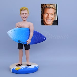 Custom Surfer Bobblehead, Surfer Gifts, Surfing Gifts For Him, Personalized Surfer Figurine, Birthday Gift For Man, Summer Gift For Dad