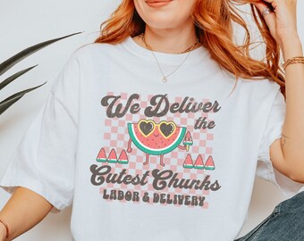 Camiseta de verano para enfermeras de parto, Camiseta de parto, Regalo para enfermeras de parto, Camiseta de cuello redondo para enfermeras de parto