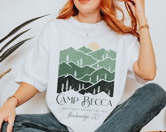 Custom Camp Bachelorette Shirts, Camping Bachelorette Party Shirts, Bachelorette Weekend, Last Trail Before the Veil, Adventure Awaits Shirt
