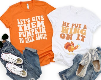 Fall Engagement Announcement Shirts, Thanksgiving Fiance Shirts, Thankful Bride and Groom to be Tees, Autumn Husband and Wife to Be Tshirts