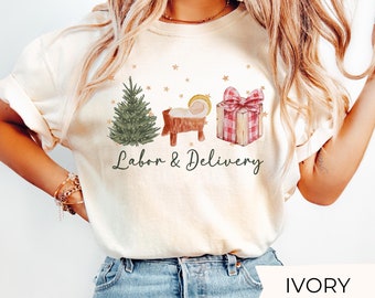 Labor and Delivery Nurse Christmas Shirt, Comfort Colors LD Christmas Shirt, Labor Tech Christmas t-shirt, NICU Nurse Christmas Shirt OBGYN