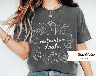 Comfort Colors Postpartum Doula Shirt, Homebirth Doula Shirt, Doula T-Shirt, Doula Crewneck, Doula Tshirt, Hand Drawn Aesthetic