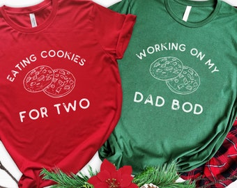 Christmas Couples Pregnancy Announcement Shirt, Eating Cookies for Two T-shirt, Matching Pregnancy Reveal Tshirt, Mom to be Winter Maternity