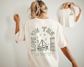 Love on the Lake Bachelorette Shirt, Custom Lake Bachelorette Shirts, Comfort Colors Hand Drawn Aesthetic Bach Party CustomBachelorette Tee