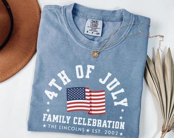 Personalized 4th of July Shirt Comfort Colors Family Matching Tshirt Patriotic Gift for Family Reunion Tee USA Flag Tshirt Custom Name Shirt
