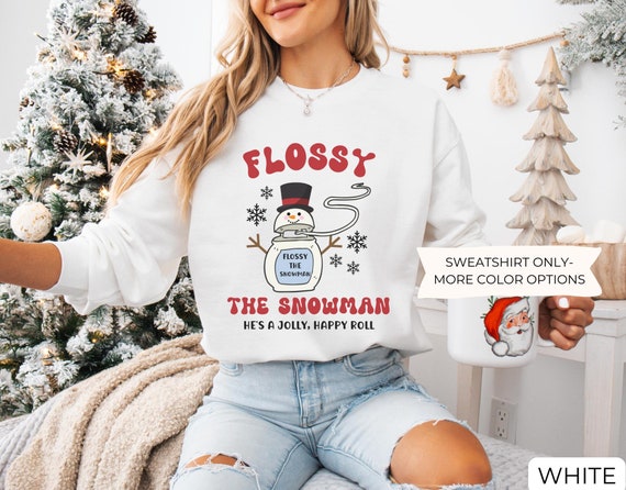 Flossy the Snowman Dental Christmas Sweatshirt, Christmas Dental Hygienist Sweater, Holiday Dentist, Dental Assistant Gift, Dental School