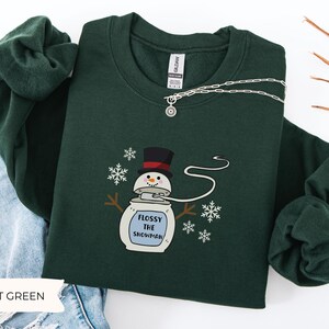 Flossy the Snowman Dental Christmas Sweatshirt, Christmas Dental Hygienist Sweater, Holiday Dentist, Dental Assistant Gift, Dental School image 3