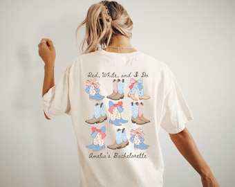 Red White and I Do Bachelorette shirts, Custom 4th of July Bridesmaids gifts Independence Day Bach Tshirt Fourth of July Comfort Colors Tee
