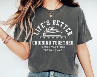 Custom Comfort Colors Family or Group Cruise Shirts, Personalized Matching Cruisin&#39; Together TShirts Vacation Trip Bright Retro Oversize