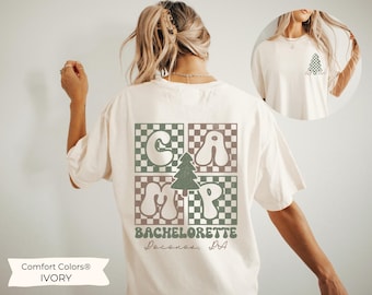 Custom Camp Bachelorette Shirts, Camping Bachelorette Party Shirts, Lake Bachelorette Tee, Last Trail Before the Veil, Checkered Camp Bach