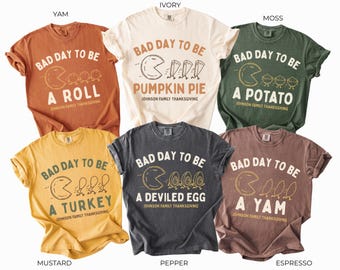 Custom Family Thanksgiving Shirts, Bad Day to Be a Deviled Egg Thanksgiving T-Shirts,  Funny Thanksgiving Food Dinner Tees