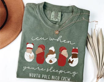 Comfort Colors Christmas NICU Shirt, NICU Nurse Winter Tshirt, Neonatal ICU Nurse T-shirt, Best Stocking Stuffers Nicu Christmas Shirt