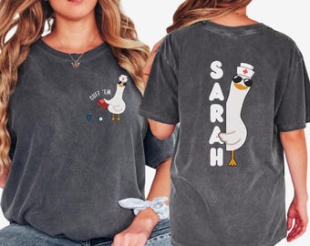Cuff Em Custom Name Nurse Shirt Funny Goose Nurse Tee Silly Personalized ER Nurse TShirt RN Shirt Nurse Practitioner Tee Nurse Appreciation