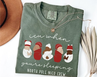 Comfort Colors Christmas NICU Shirt, NICU Nurse Winter Tshirt, Neonatal ICU Nurse T-shirt, Best Stocking Stuffers Nicu Christmas Shirt