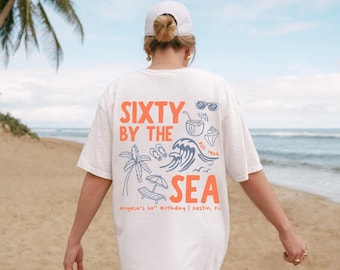 Tropical 60th Birthday Shirt, Comfort Colors Cruise Bday Party Tee, Custom Sixtieth Birthday Gift, Coastal Beach Summer Birthday Top