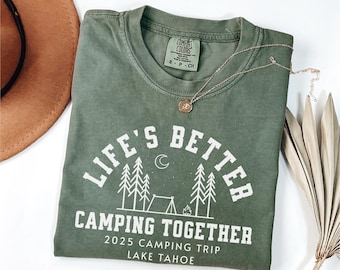Custom Family Camping Shirts, Personalized Camping Matching Group Camping Crew Shirts, Cabin Girls Trip, Family Reunion Shirts