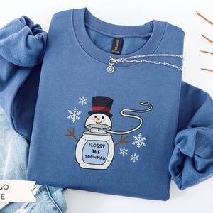 Flossy the Snowman Dental Christmas Sweatshirt, Christmas Dental Hygienist Sweater, Holiday Dentist, Dental Assistant Gift, Dental School image 4