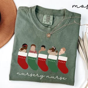 Comfort Colors Nursery Nurse Christmas T-shirt, Holiday Nursery Nurse Shirt, Newborn Nursery Nurse Shirt, Neonatal Nurse Shirt Christmas