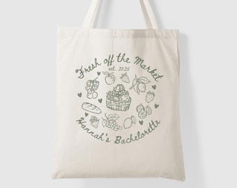 Fresh Off the Market Bridal Shower Gifts, Farmers Market Themed Bachelorette Party Tote Bag, She's Fresh Off the Market Bach Party