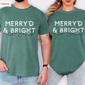 Merry'd and Bright Shirt, Comfort Colors Newly Married Couple Christmas Matching Shirt, First Christmas Gift for Married Couple Newlyweds image 5